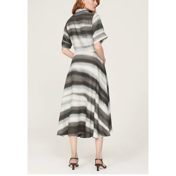 Officine Générale Gray Linen Midi Shirt Dress MEDIUM Career Work Designer $745 - Picture 4 of 10